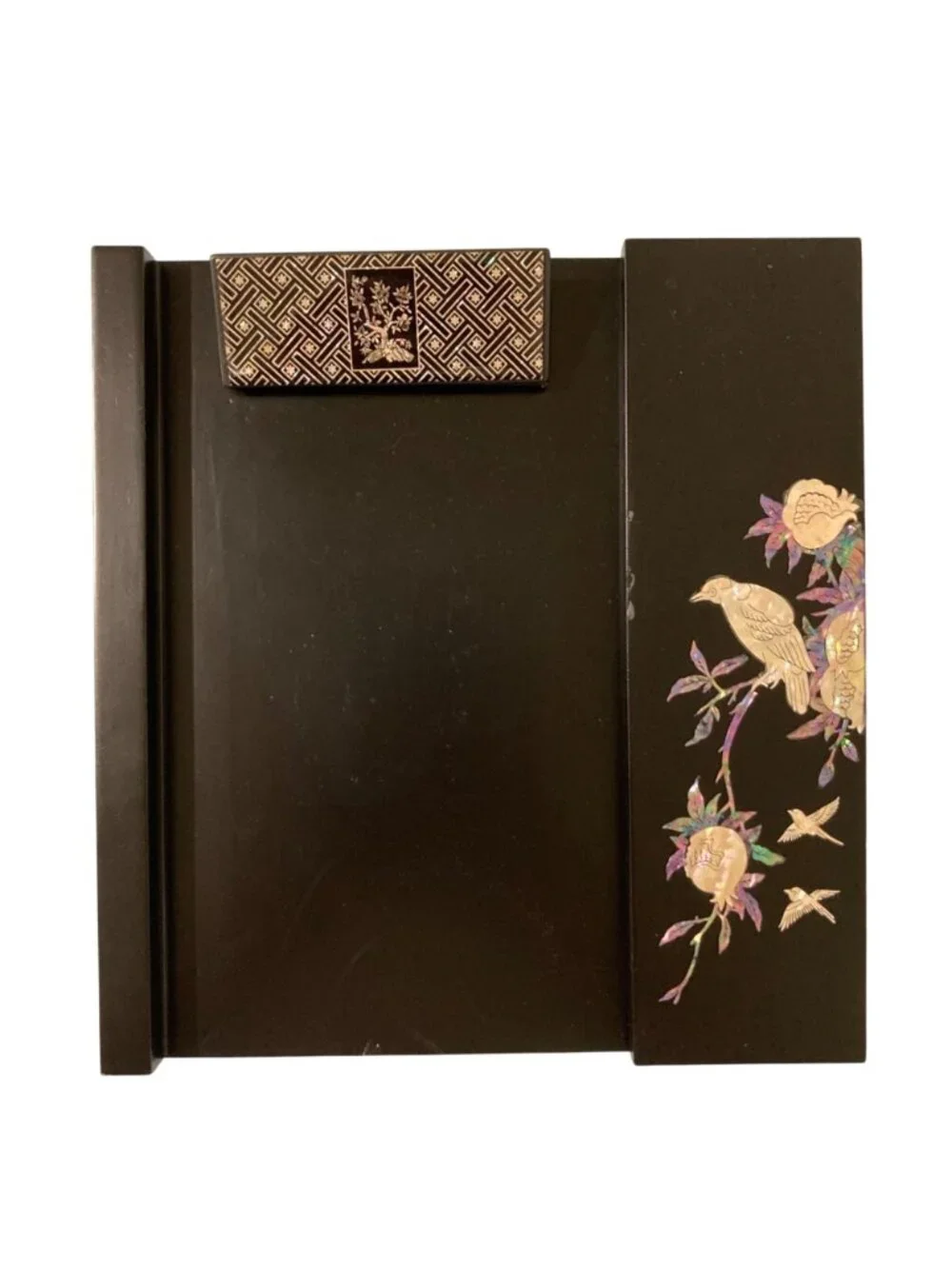 Korean Black Lacquer With Mother of Pearl Inlay Clip Board Writing Box